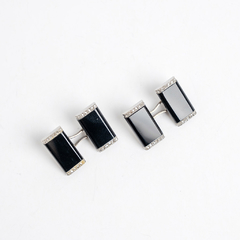 Cufflinks In Platinum 950 Onyx And Cartier Diamonds on internet