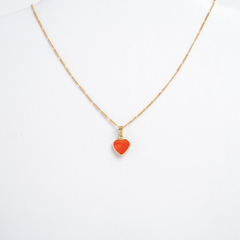 Collar Gargantilla Oro 18 Kt dije corazón coral natural