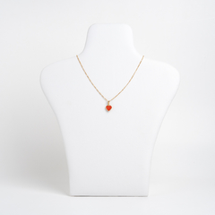 Collar Gargantilla Oro 18 Kt dije corazón coral natural - comprar online