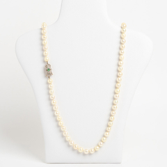 Collar De Perlas Naturales Broche Oro Y Esmeraldas en internet