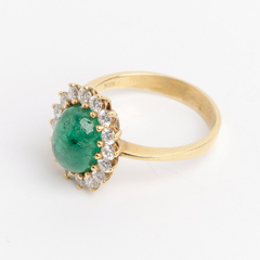 18 kt gold rosette ring Colombian Emerald and Diamonds - buy online