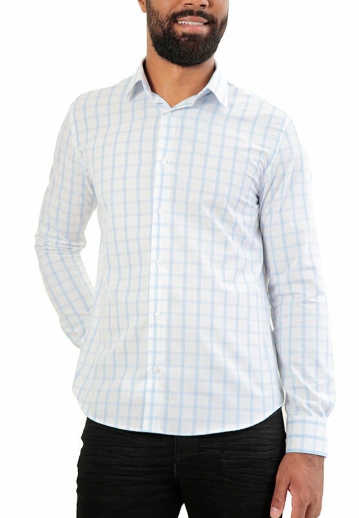 CAMISA LARGA OVERSIZE XADREZ - Azul-claro