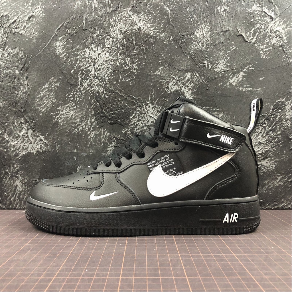 nike air force black and white high