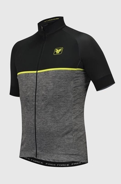 Camisa de Ciclismo Free Force Sport First Cinza com Preta