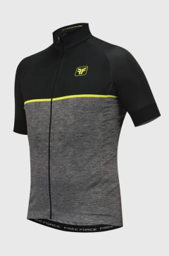 Camisa de Ciclismo Free Force Sport First Cinza com Preta