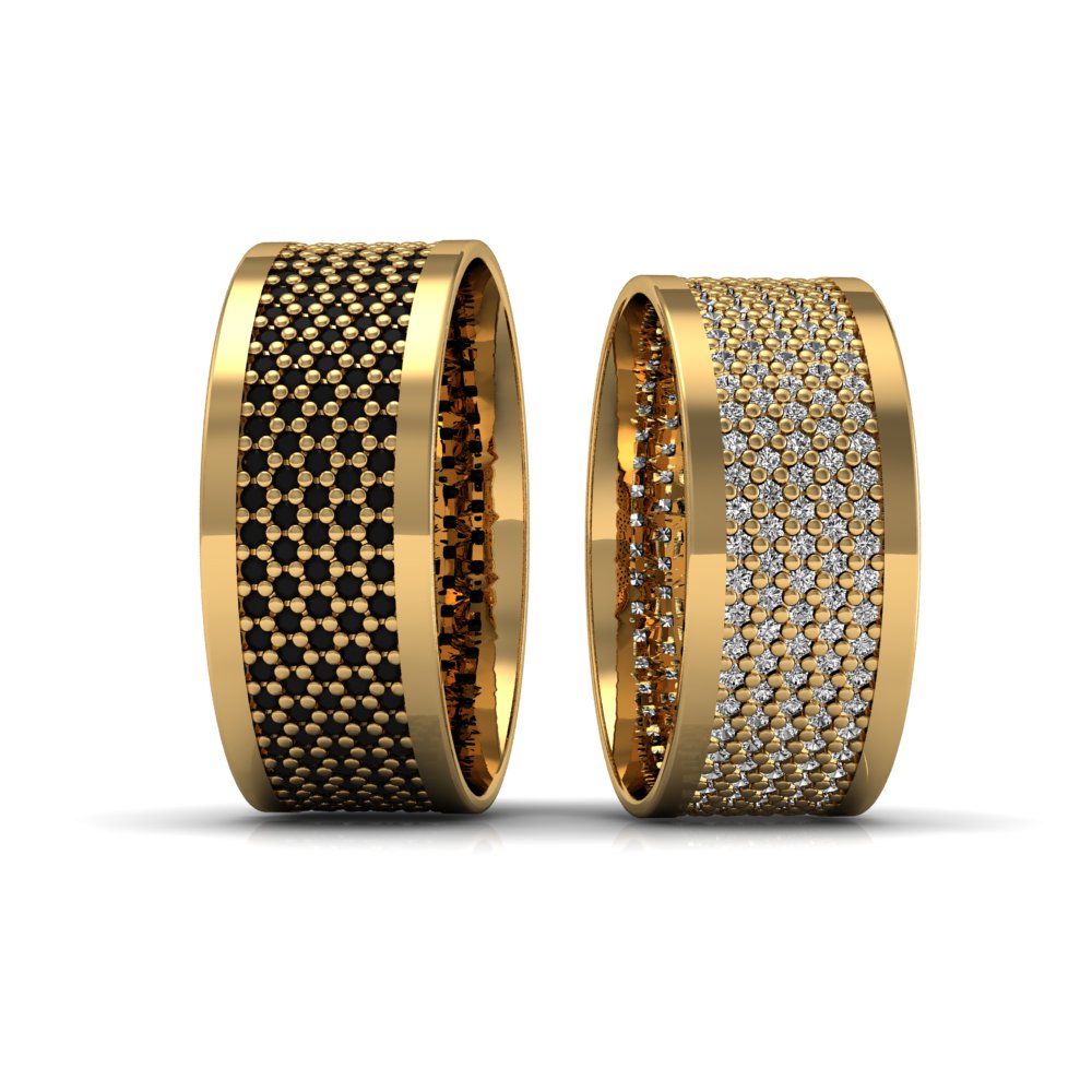 Alianças de Casamento em Ouro 18k 8mm Cravejadas de Diamantes