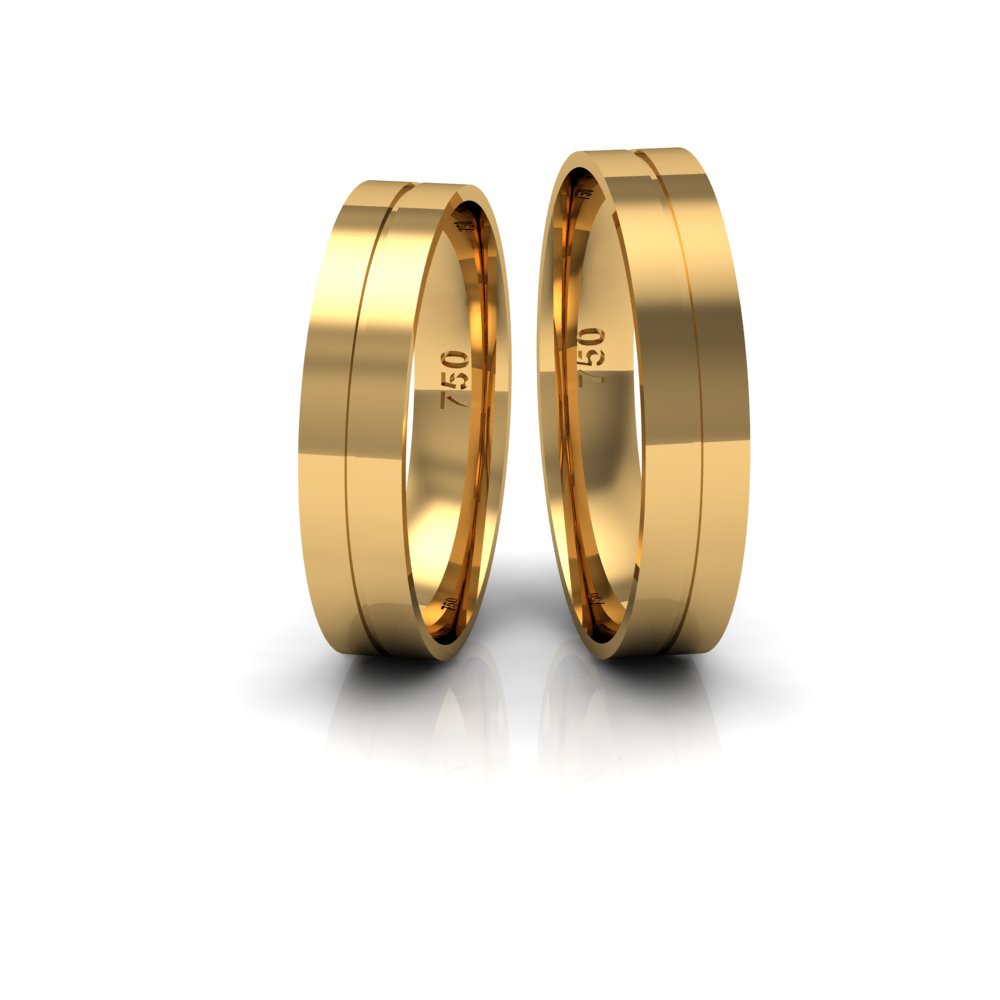 Alianças de Casamento em Ouro 18k Tradicional Reta Semi Anatômica 4mm