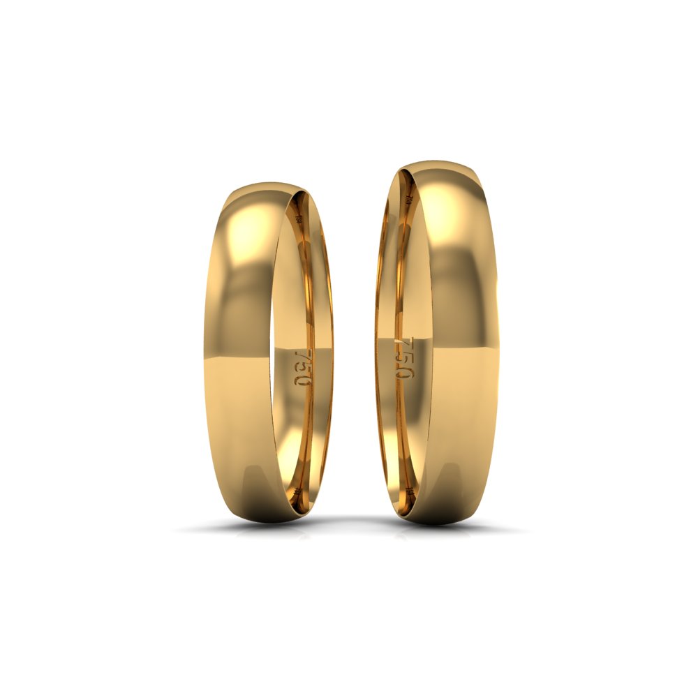 Alianças de Casamento em Ouro 18k Meia Cana Reta 3.5mm