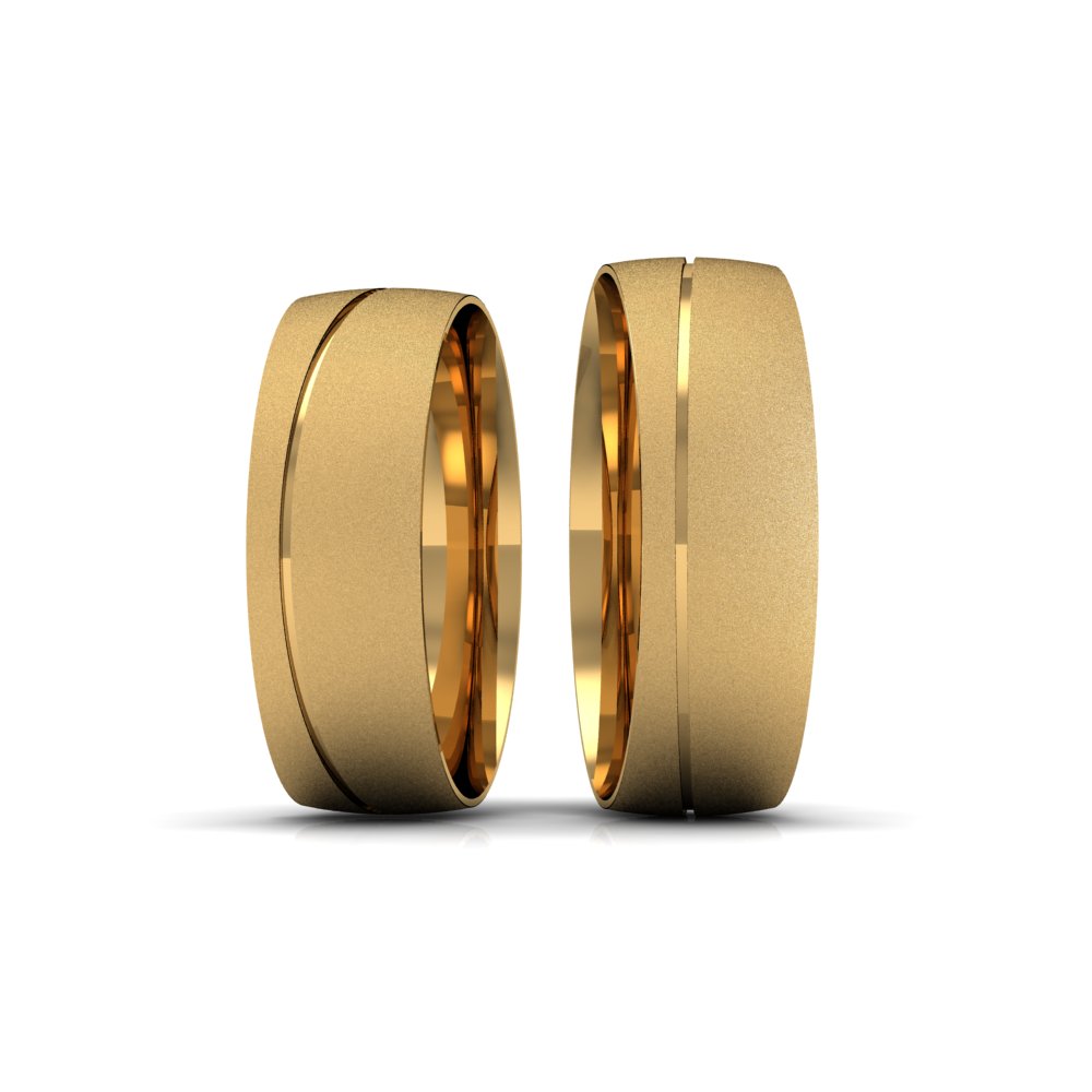 Alianças de Casamento em Ouro 18k Meia Cana Cavada 6mm