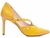 Sapato Scarpin - Croco Amarelo e Napa Amarelo - Fivela de ajuste na cor Dourado e Apliques de Metal na cor Dourado - Marcelho Store