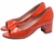 Sapato Peep Toe - Revestida em Verniz Vermelho e Taloneira Napa Bege na internet