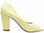 Sapato Peep Toe Feminino - Revestida em Verniz Amarelo e Taloneira Napa Bege - loja online