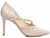 Sapato Scarpin - Croco Bege e Napa Bege - Fivela de ajuste na cor Dourado e Apliques de Metal na cor Dourado - Marcelho Store