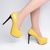 Sapato Meia Pata Feminina - Verniz Amarelo - Revestida em Verniz Preto e Taloneira Napa Preto na internet
