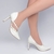 Sapato Scarpin - Croco Branco e Napa Branco - Fivela de ajuste na cor Dourado e Apliques de Metal na cor Dourado - Marcelho Store