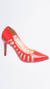 Sapato Scarpin - Revestida em Verniz Vermelho e Taloneira Napa Bege