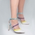 Sapato Scarpin - Napa Off White, Amarelo, Roxo e Azul - Fivela de ajuste na cor Dourado e Apliques Coloridos na internet