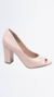 Sapato Peep Toe Feminino - Revestida em Verniz Rose e Taloneira Napa Bege