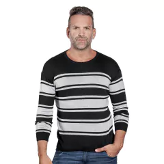 2327 - SWEATER ESCOTE REDONDO ALGODÓN RAYADO