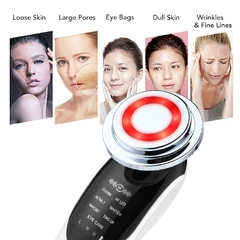 Massageador facial antienvelhecimento e antirugas. Aparelho de beleza 7 in 1 - WV Lojas on Line - Promoções imperdíveis!