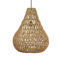 LAMPARA COLGANTE DE TECHO GOTA ESTRUCTURA DE HIERRO TEJIDA DE SEAGRASS 45X52 GRASS HOME & DECO