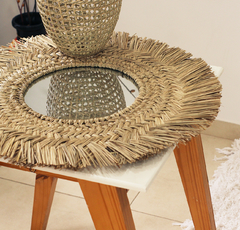 ESPEJO REDONDO TEJIDO DE FIBRAS NATURALES - Grass Home y Deco