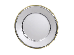 Plato Sitio 30 Cms. Acero Inox. Ribete Bronce Vima