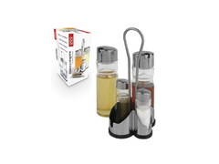 Condimentero x 4 vidrio base acero