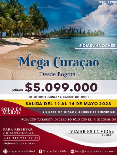 MEGA CURACAO DESDE BOGOTA (MAYO) MTC 51780