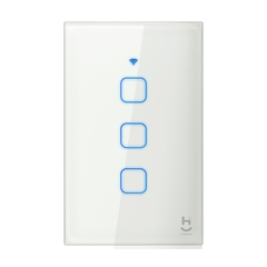 HI GEONAV INTERRUPTOR INTELIGENTE BIVOLT, 10A, WI-FI 3 BOTOES - VIDRO TEMPERADO BRANCO