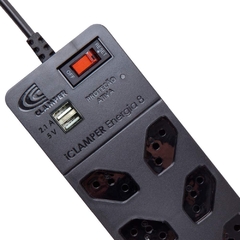 Protetor DPS iCLAMPER Energia 8 tomadas+USB (Preto) - comprar online
