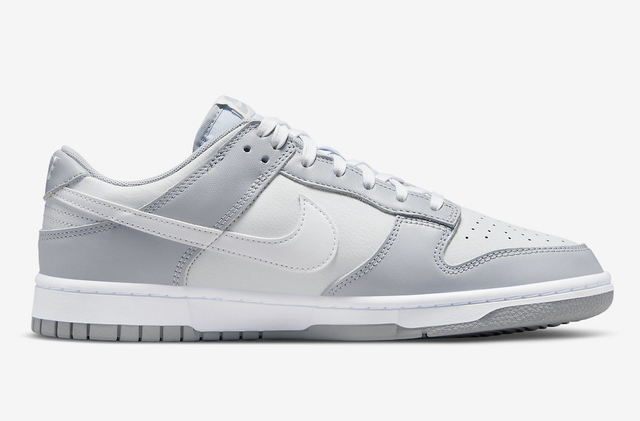 grey and white low dunks