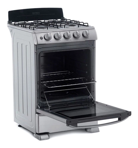 Cocina Patrick a gas 4 Hornallas Inoxidable 220v Puerta Con Visor 69l - Mod.Cp6855ai