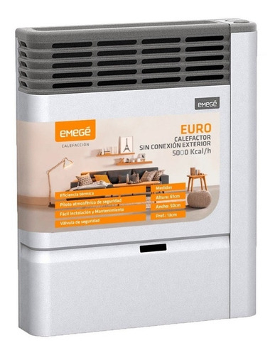 Calefactor a gas Emege sin salida 5000 Kcal.ge - Mod. Euro3150