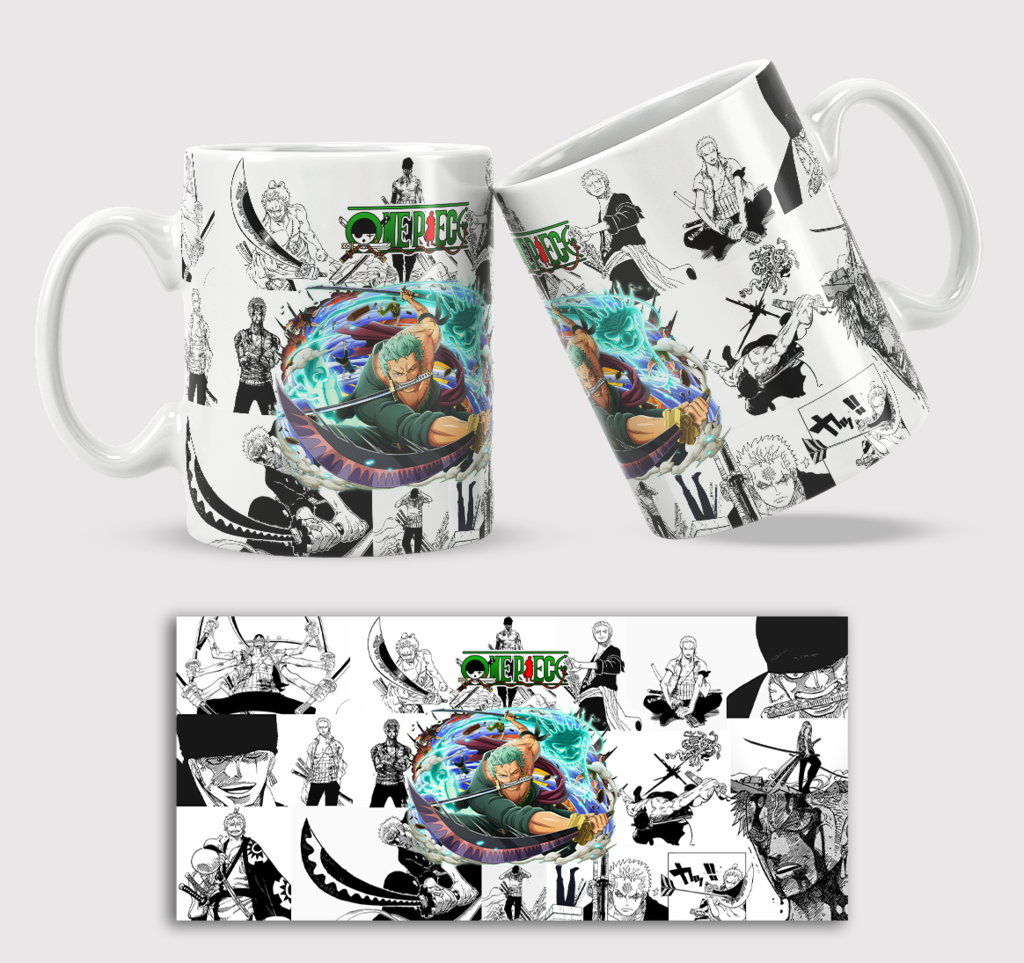 Caneca Fairy Tail Personagens Interior E Alça Branca