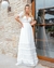 {Ariela} Vestido Noiva Longo Rodado Manga Curta Bufante Decote V Casamento (cor Branco Off)