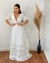 {Ariela} Vestido Noiva Longo Rodado Manga Curta Bufante Decote V Casamento (cor Branco Off) - Ana Tuori | Loja de Vestidos de Festa, Casamento Civil e Mais 