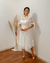 {Larissa} Vestido Noiva Midi Rodado Manga Curta com Laço em Renda Formatura Casamento (cor Branco Off) - comprar online