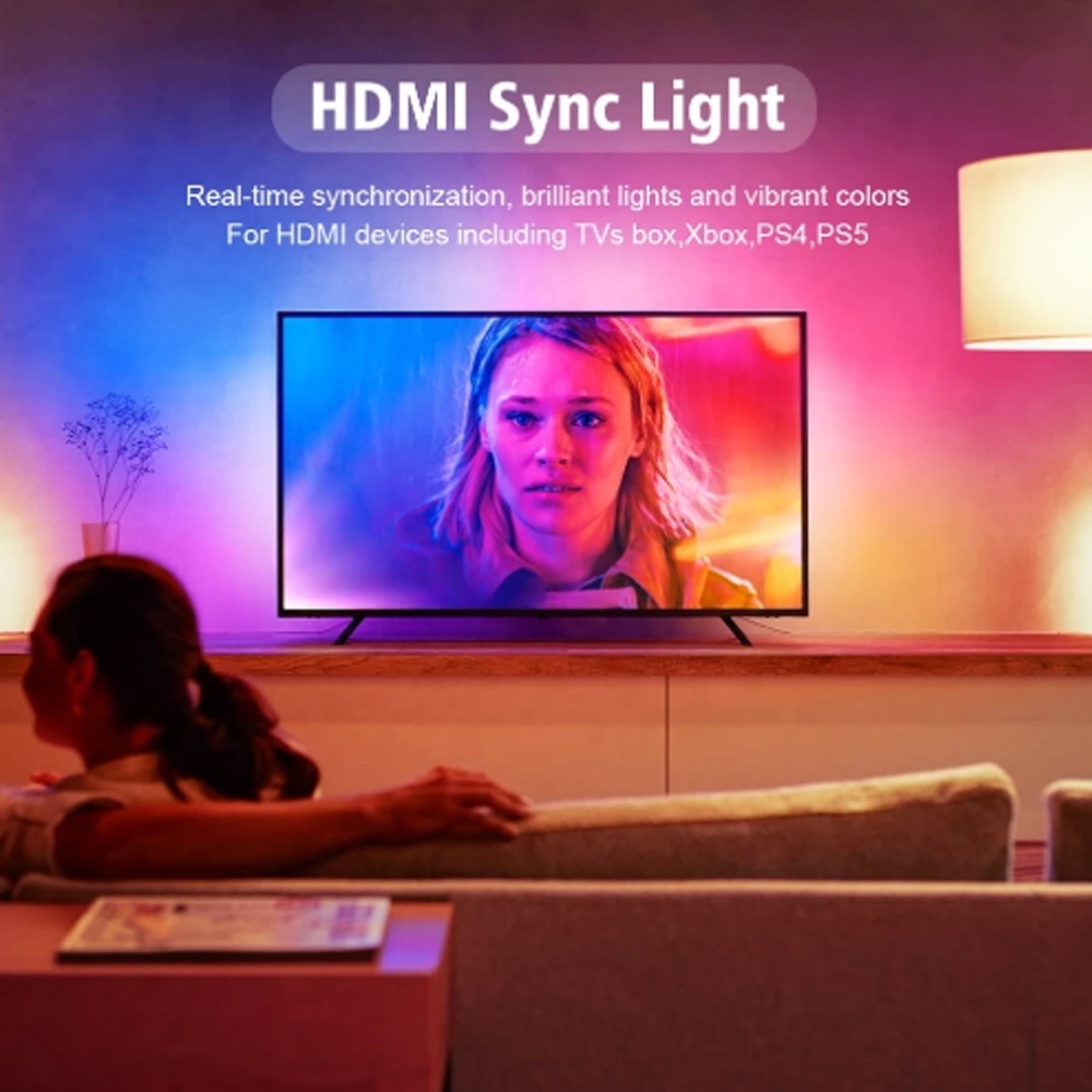 Tira de luces LED RGB con WiFi para TV, Kit de iluminación ambiental  inteligente con pantalla de sincronización HDMI, para Xbox y PS4