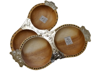 Copetinero x2 de Madera Pacara con Taracea y Alpaca Art:25403