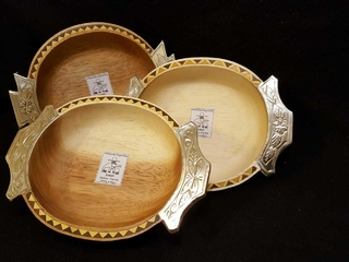 Cuenco 25cm. de Madera Pacara con Taracea y Alpaca Art:25401