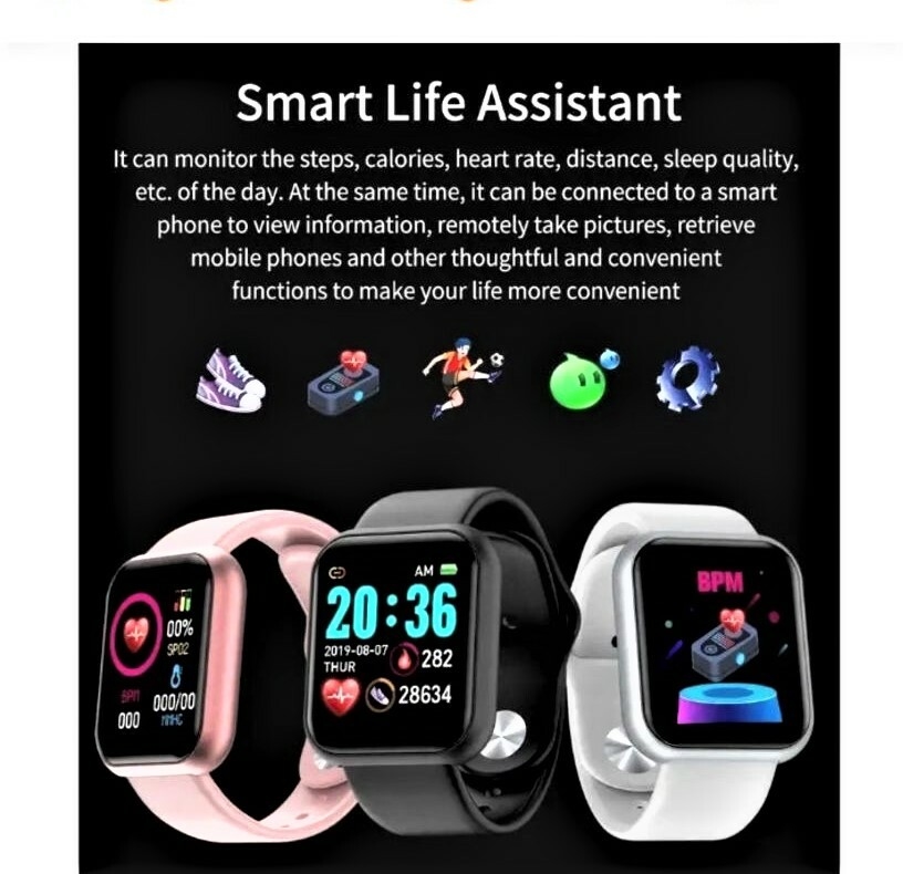 Smart Watch Y68 D20 - Relógio Inteligente - Rosa