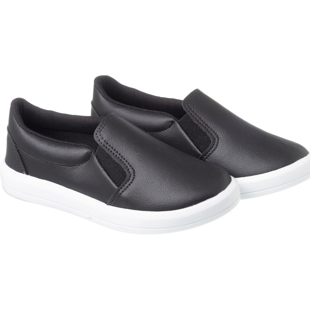 Tênis Juvenil Infantil Slip On Masculino - Preto Básico