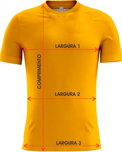 Modelo de Comprimento, Larguras 1, 2 e 3 da Camisa babylook Athletic Club