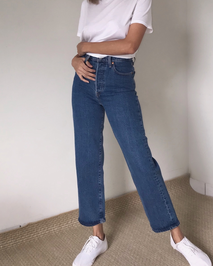 Jeans levi's Ribcage Straight Ankle Azul