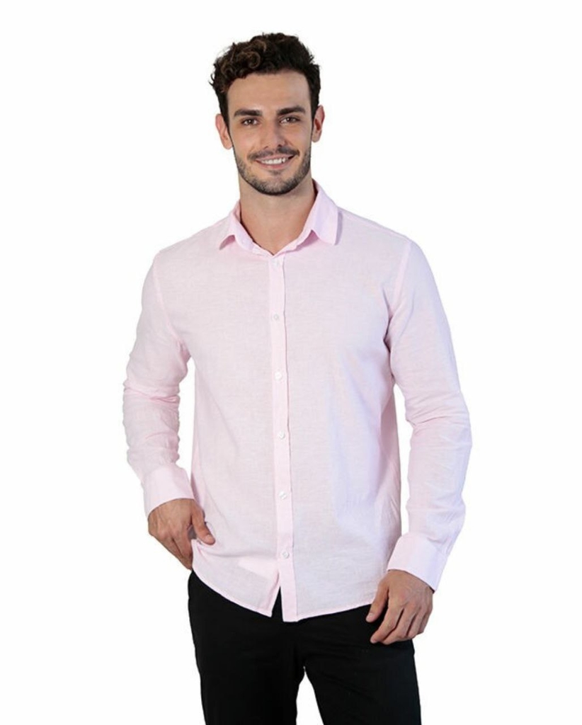 camisa slim fit rosa