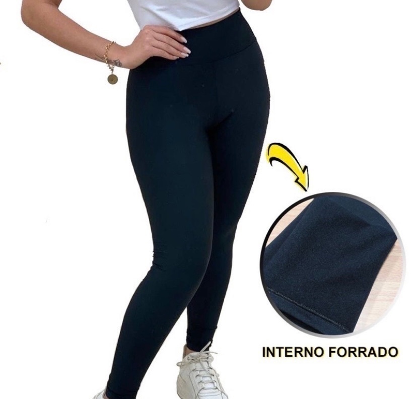 Kit 2 Calças Legging Lupo Sport Original Feminina Academia Leguin Legues  Fitness Levanta Bumbum - Preto+Azul claro