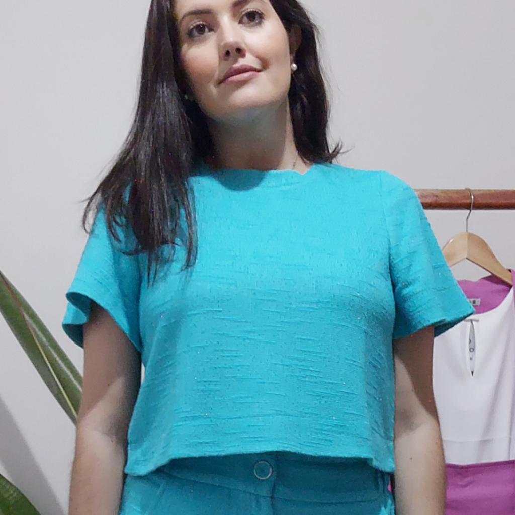 blusas cor azul turquesa