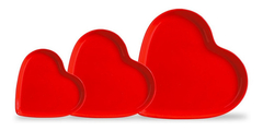 Petisqueira Coração em cerâmica esmaltada vermelha para refeição ou petisco