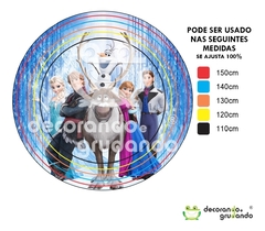 Trio Capa Cilindro + Painel Redondo Frozen Elsa Tecido - decorandoegrudando.com.br